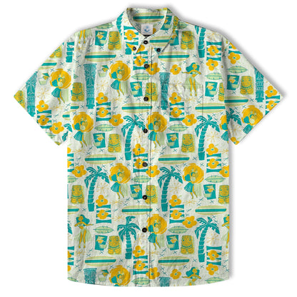 Surfing Tiki Mask Pattern Hawaii Shirt for Men, Tiki Mask Hawaiian Shirt