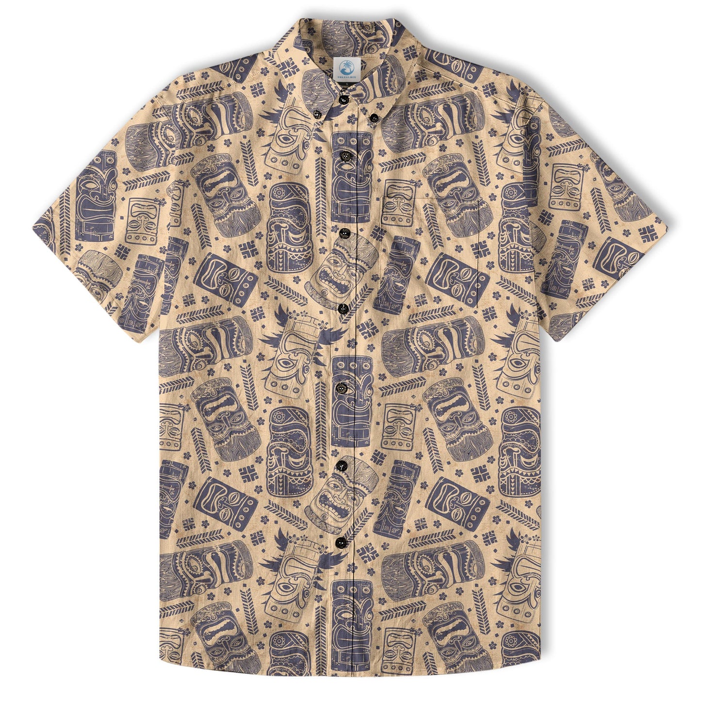 Surfing Tiki Mask Pattern Hawaii Shirt for Men, Tiki Mask Hawaiian Shirt