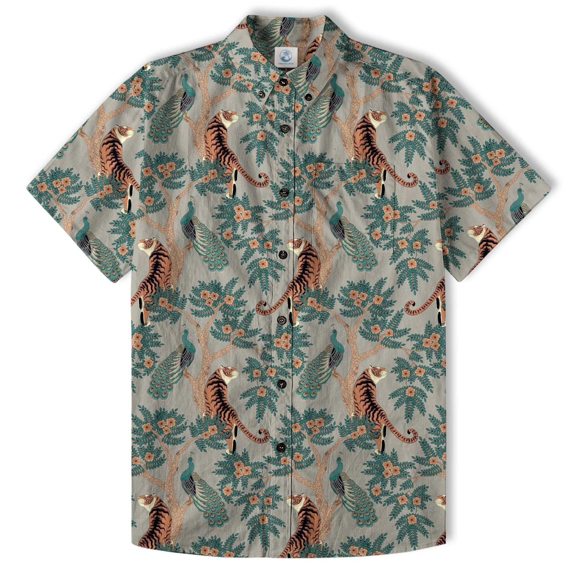 Tiger And Peacock Jungle Aloha Hawaiian Shirt
