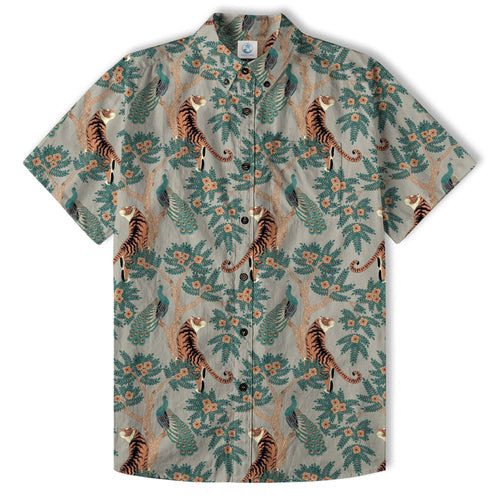 Tiger And Peacock Jungle Aloha Hawaiian Shirt