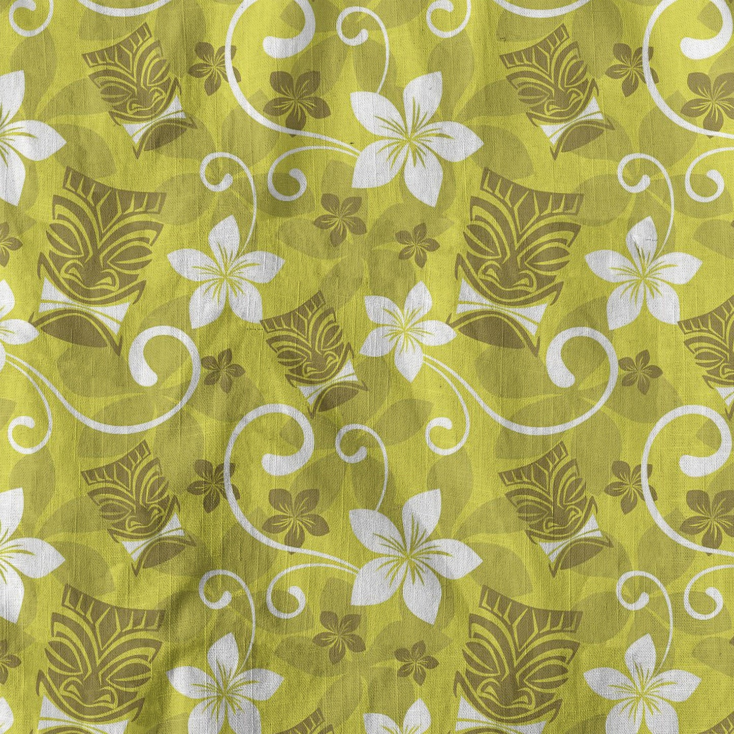 Tiki Mask Pattern Hawaii Shirt for Men, Aloha Floral Pattern Hawaii Shirt