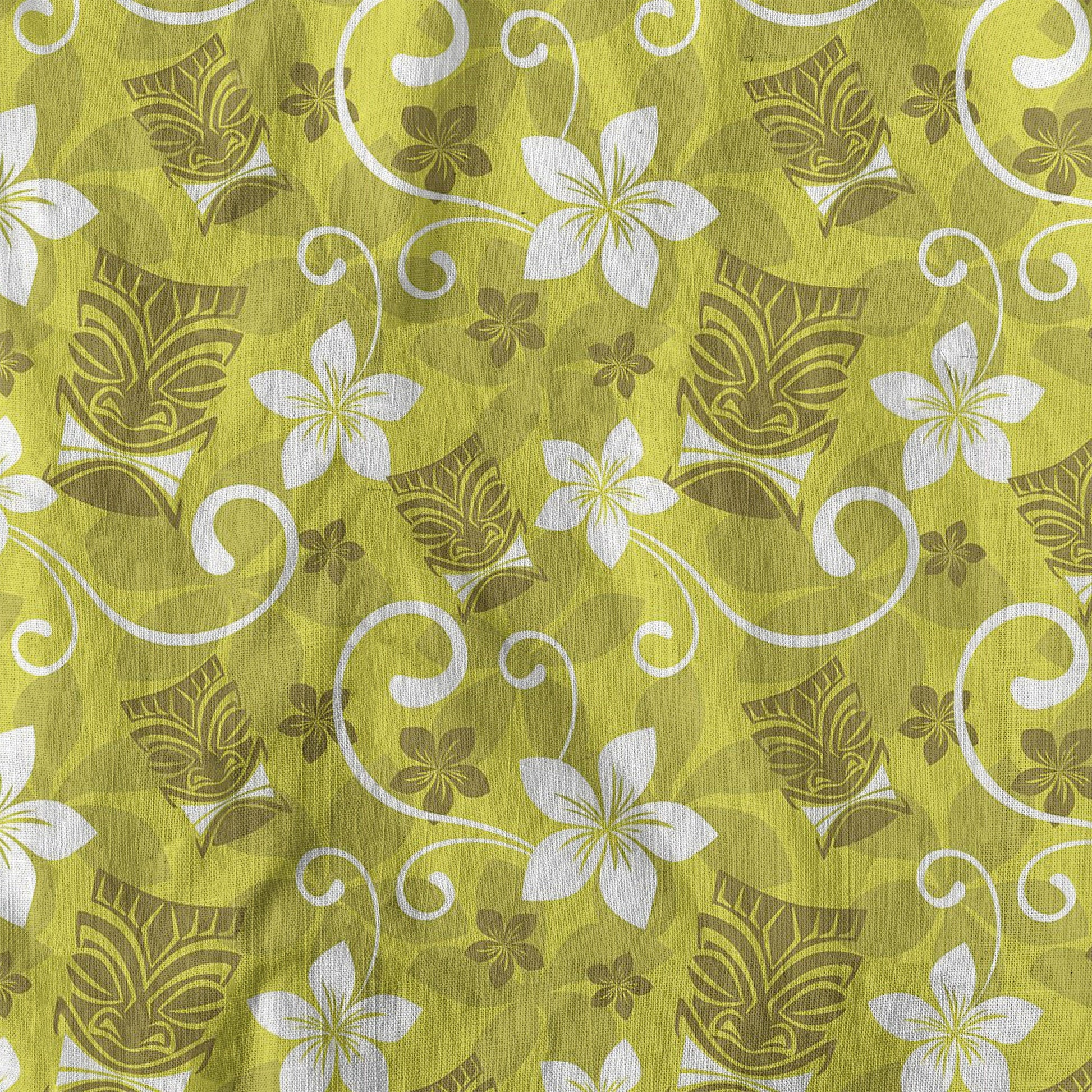 Tiki Mask Pattern Hawaii Shirt for Men, Aloha Floral Pattern Hawaii Shirt