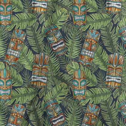 Surfing Tiki Mask Pattern Hawaii Shirt for Men, Aloha Flamingo Pattern Hawaii Shirt