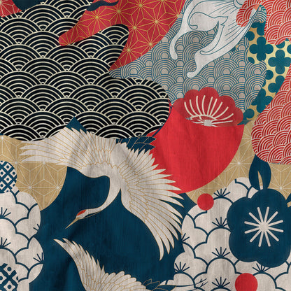 Crane Sakura Japanese Hawaiian Shirt Ocean Wave Koi Carp Fish Hawaiian