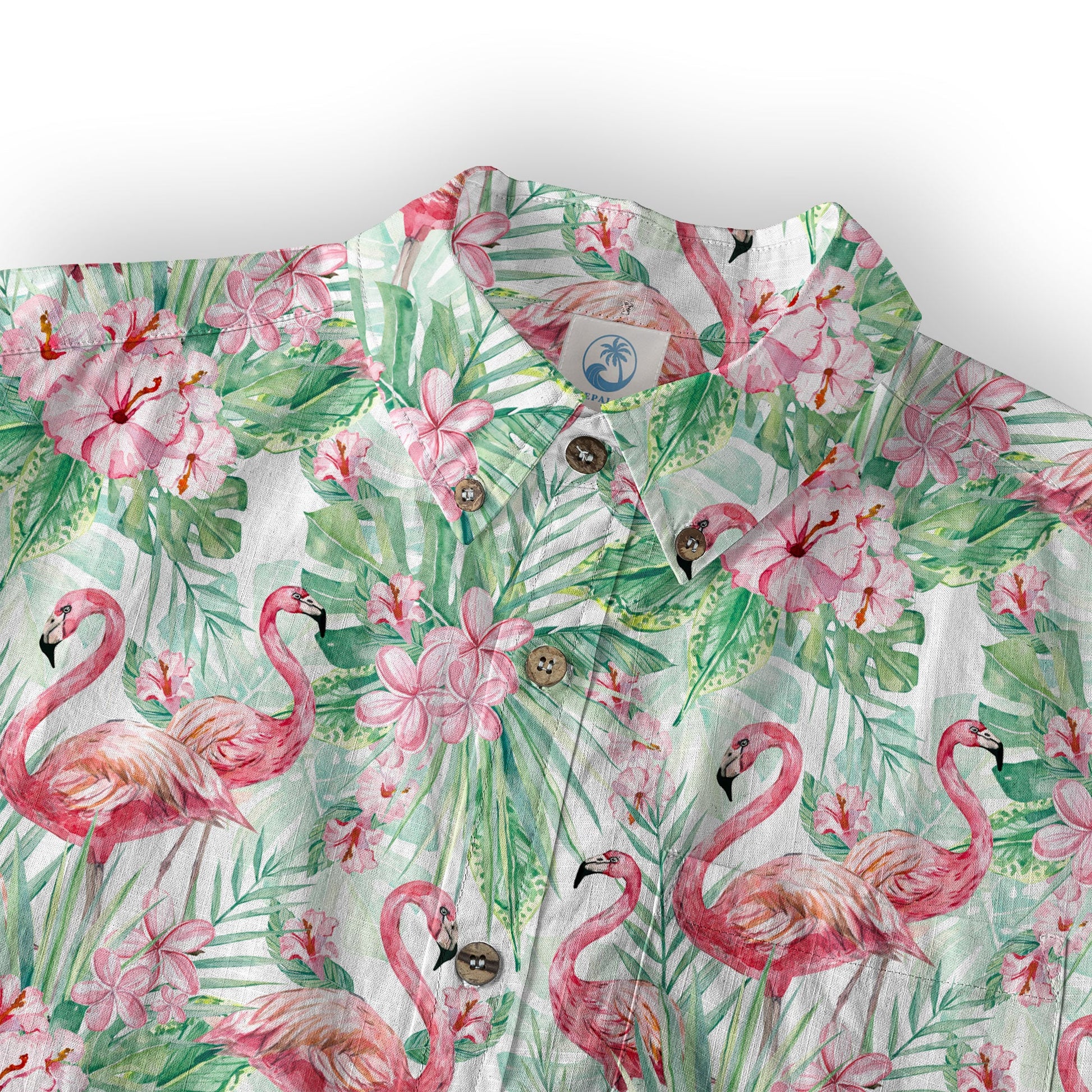 Floral Flamingo Hawaii Pattern Shirt, Hibiscus Hawaiian Shirt