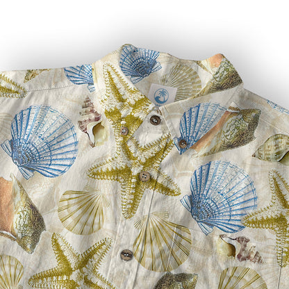 Ocean Animals Hawaiian Button Up Shirt, Summer Beach Shirt