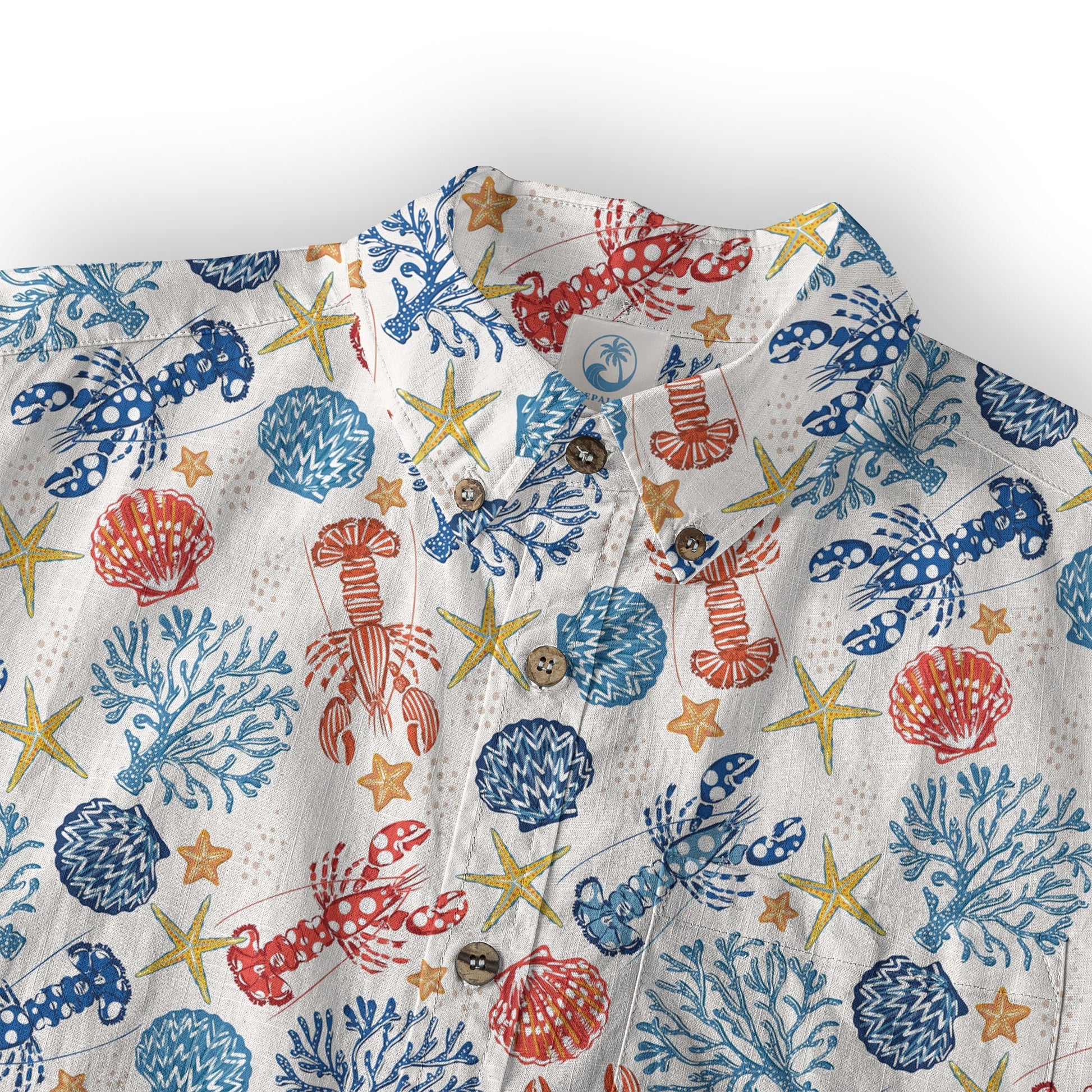 Ocean Animals Hawaiian Button Up Shirt, Optopus Summer Beach Shirt