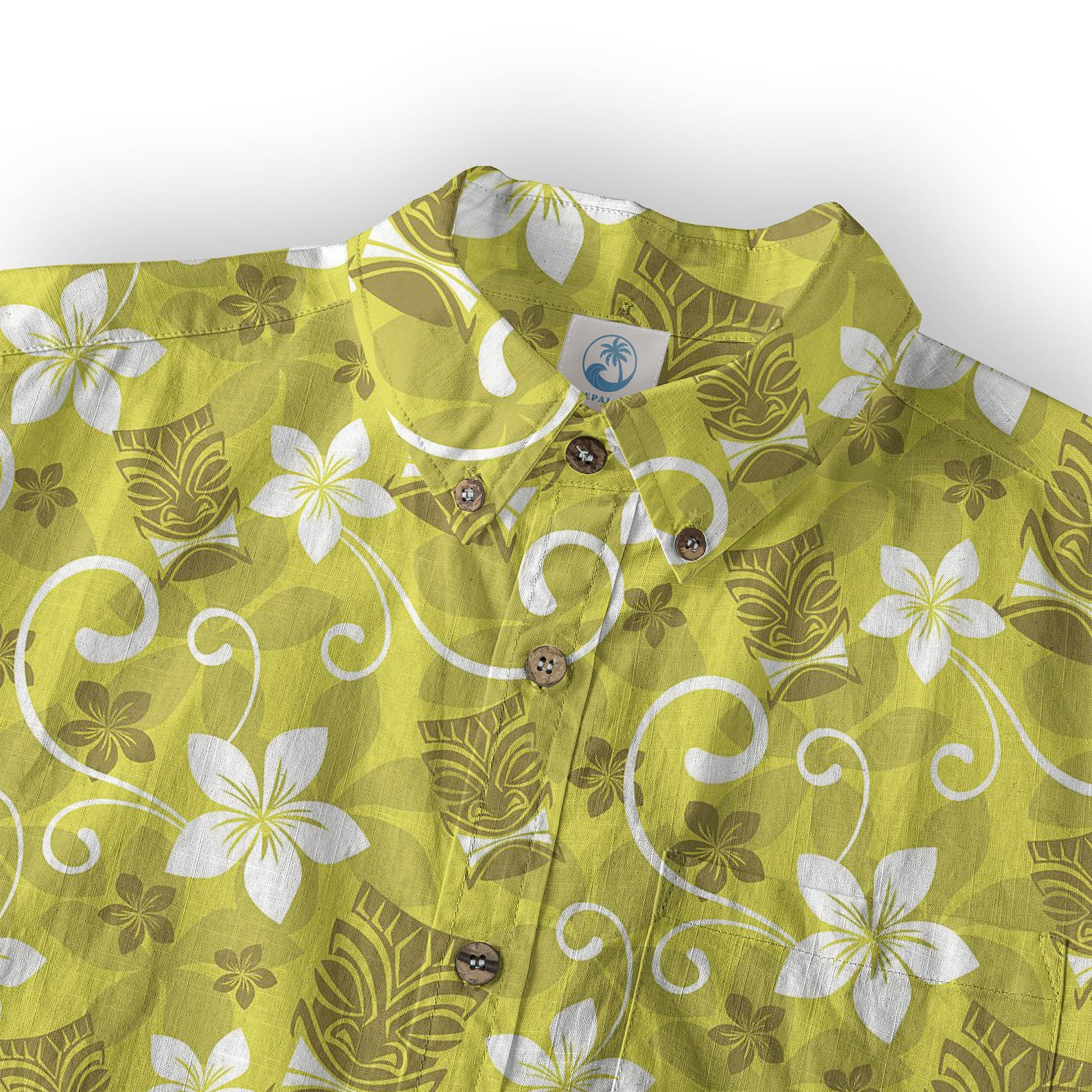 Tiki Mask Pattern Hawaii Shirt for Men, Aloha Floral Pattern Hawaii Shirt
