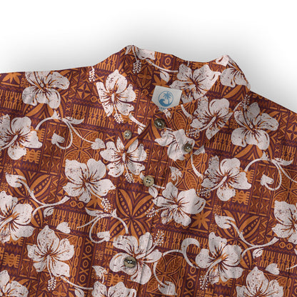 Vintage Tribal Hawaii Shirt for Men, Aloha Pattern Hawaii Shirt