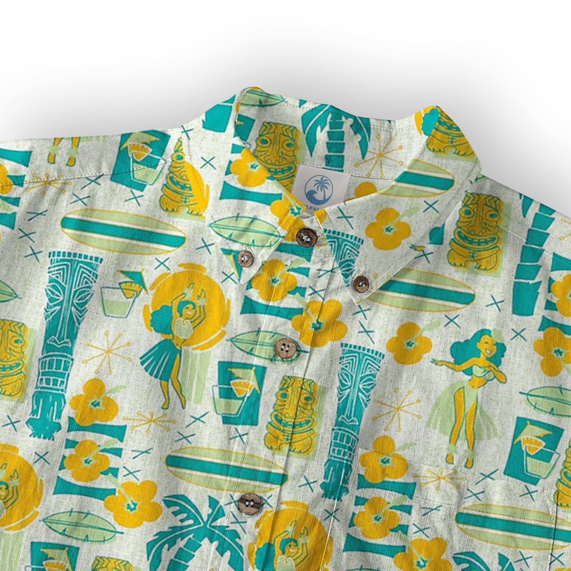 Surfing Tiki Mask Pattern Hawaii Shirt for Men, Tiki Mask Hawaiian Shirt