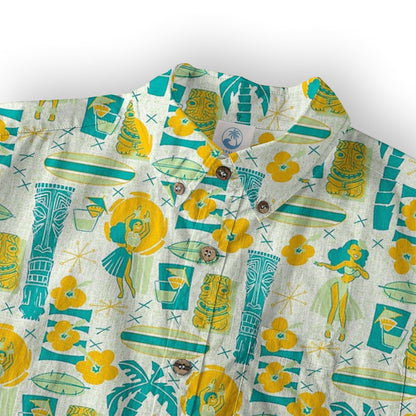 Surfing Tiki Mask Pattern Hawaii Shirt for Men, Tiki Mask Hawaiian Shirt