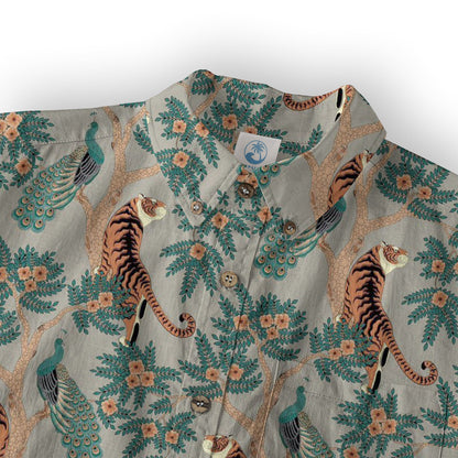 Tiger And Peacock Jungle Aloha Hawaiian Shirt