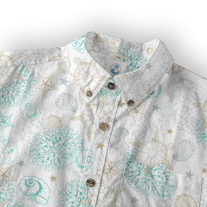Sea Ocean Animals Women's Hawaiian Shirt, Ocean Animals Hawaiian Shirt