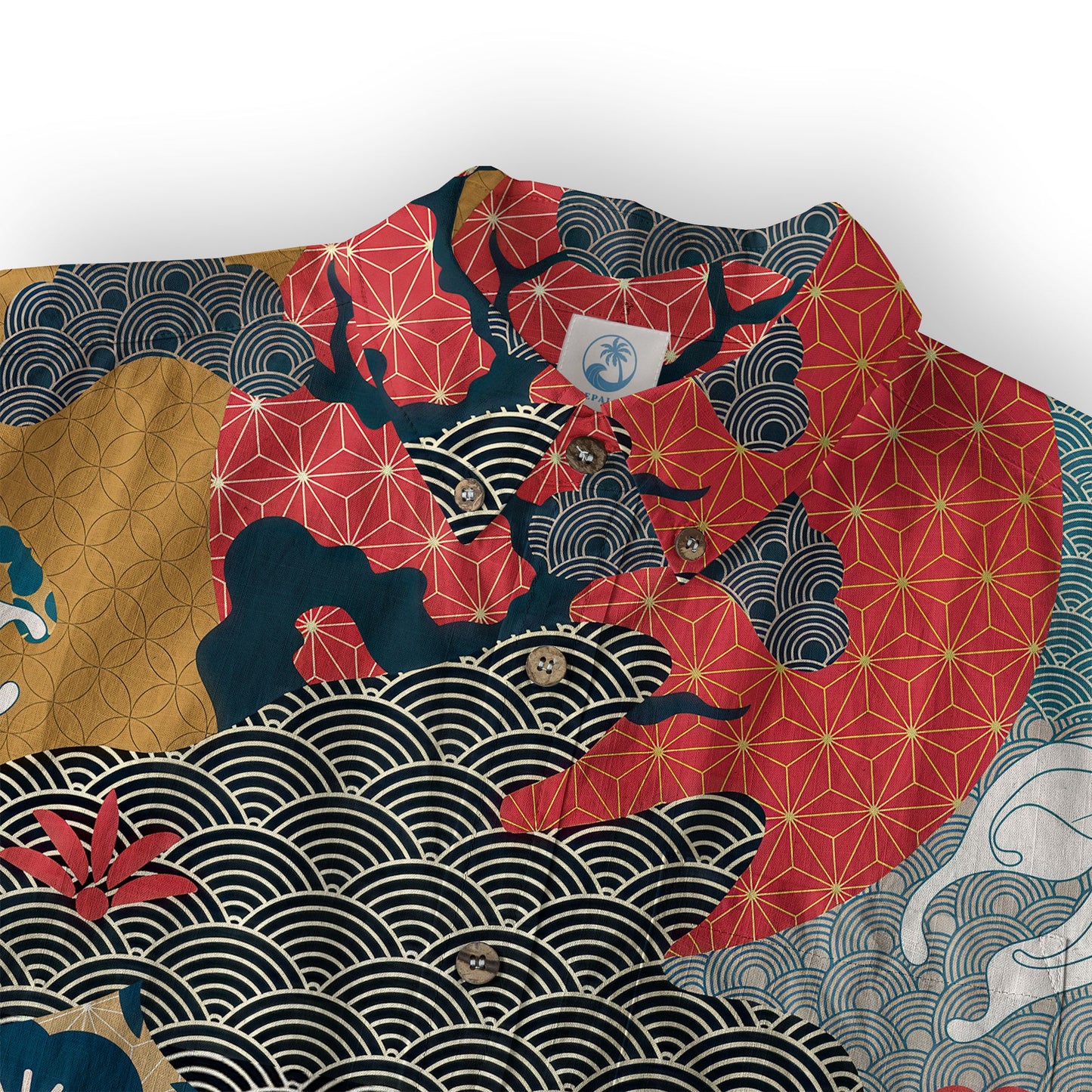 Crane Sakura Japanese Hawaiian Shirt Ocean Wave Koi Carp Fish Hawaiian