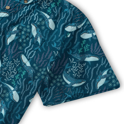 Humpback Whales Hawaii Shirt, Ocean Animals Button Up Shirt