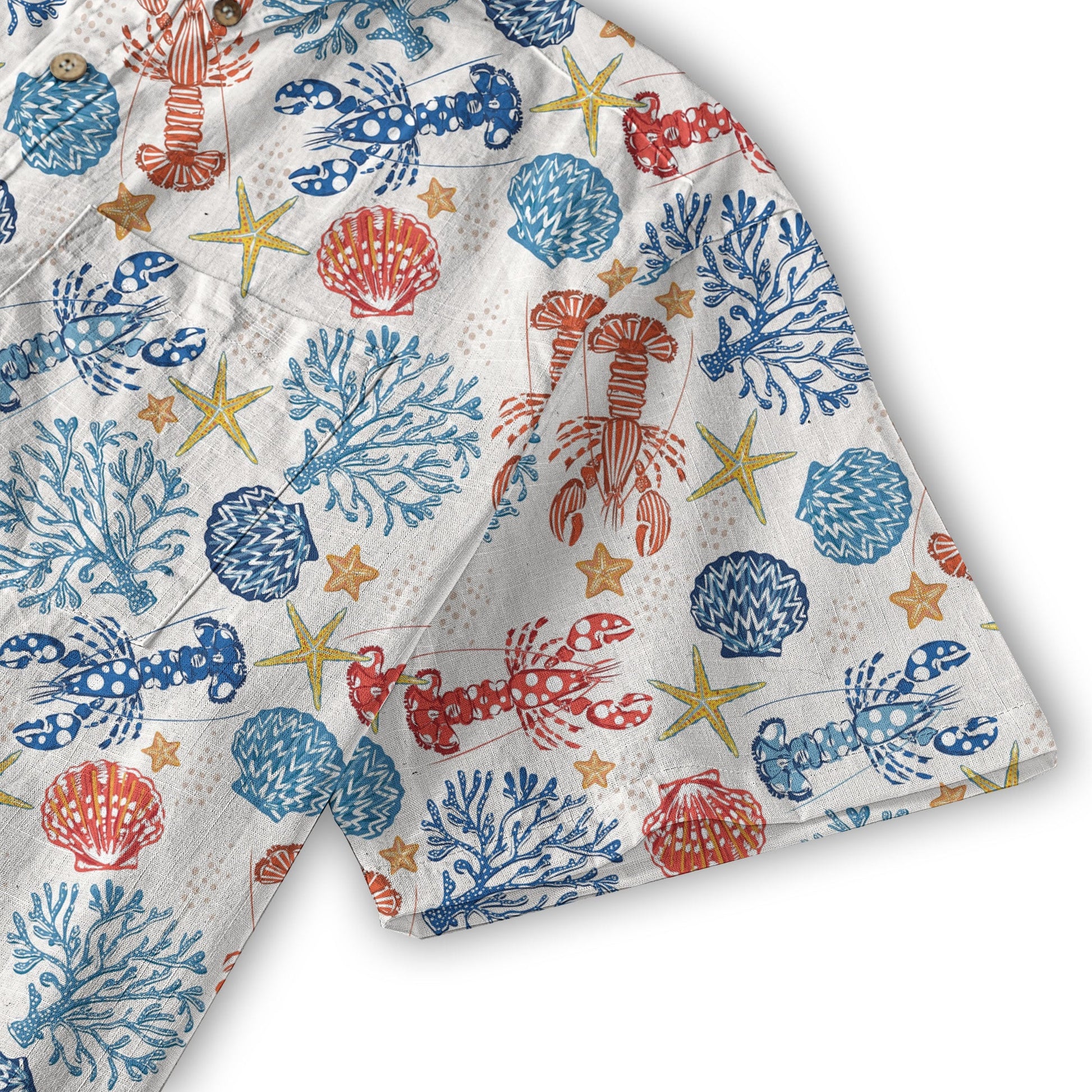Ocean Animals Hawaiian Button Up Shirt, Optopus Summer Beach Shirt