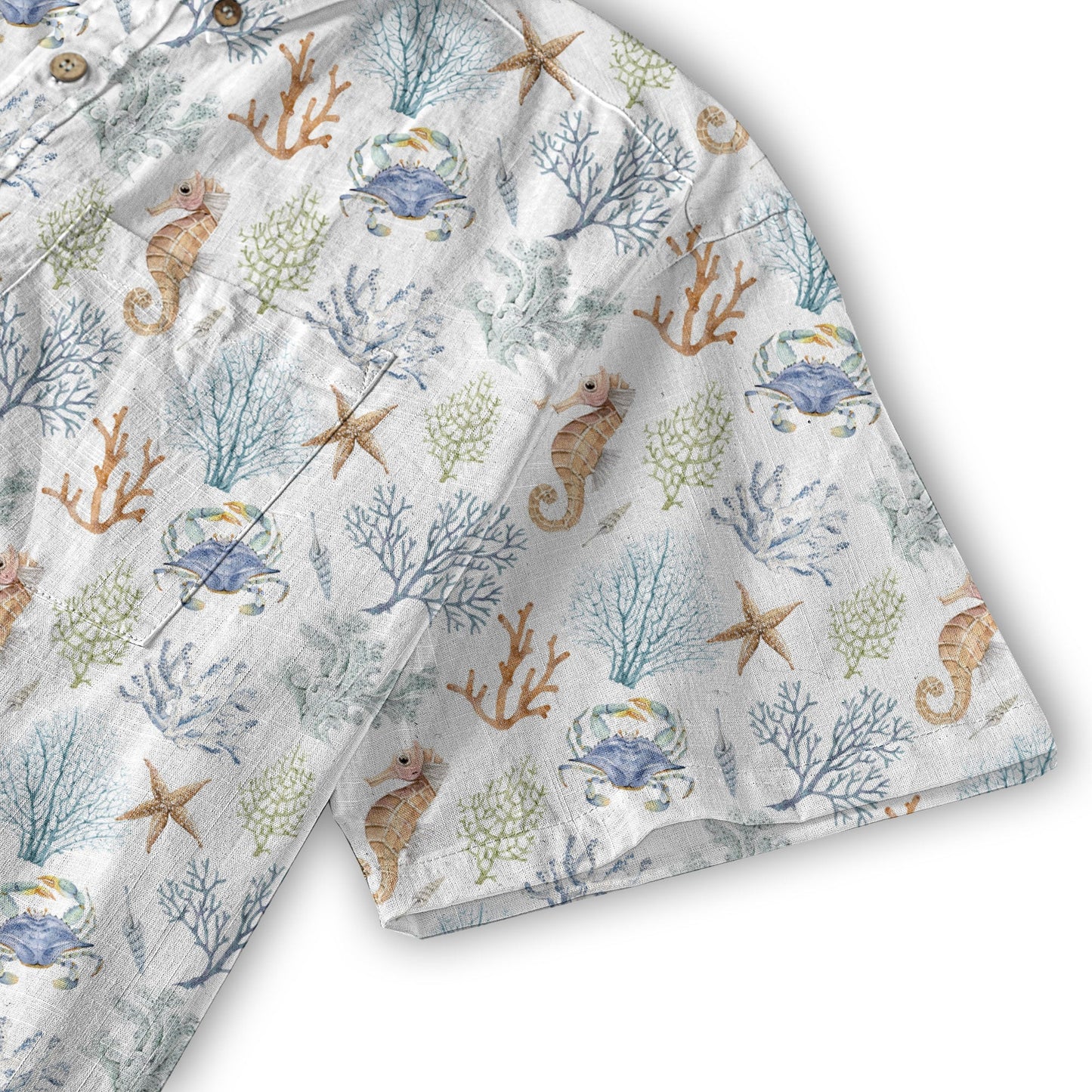 Ocean Animals Hawaiian Button Up Shirt, Optopus Summer Beach Shirt