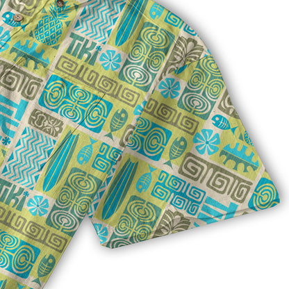 Exotic Tiki Pattern Hawaii Shirt, Hibiscus Hawaii Shirt