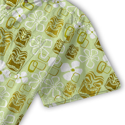 Exotic Tiki Pattern Hawaii Shirt for Men, Hibiscus Hawaii Shirt