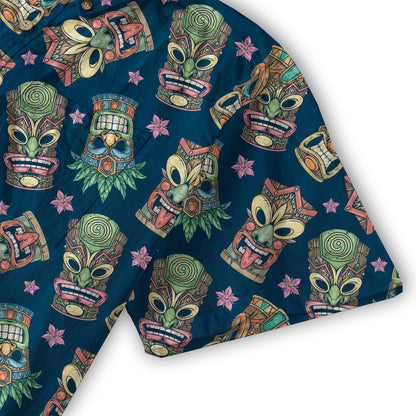Tiki Mask Pattern Hawaii Shirt for Men, Aloha Hawaii Shirt