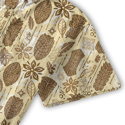 Surfing Tiki Mask Pattern Hawaii Shirt for Men, Tiki Mask Hawaiian Shirt