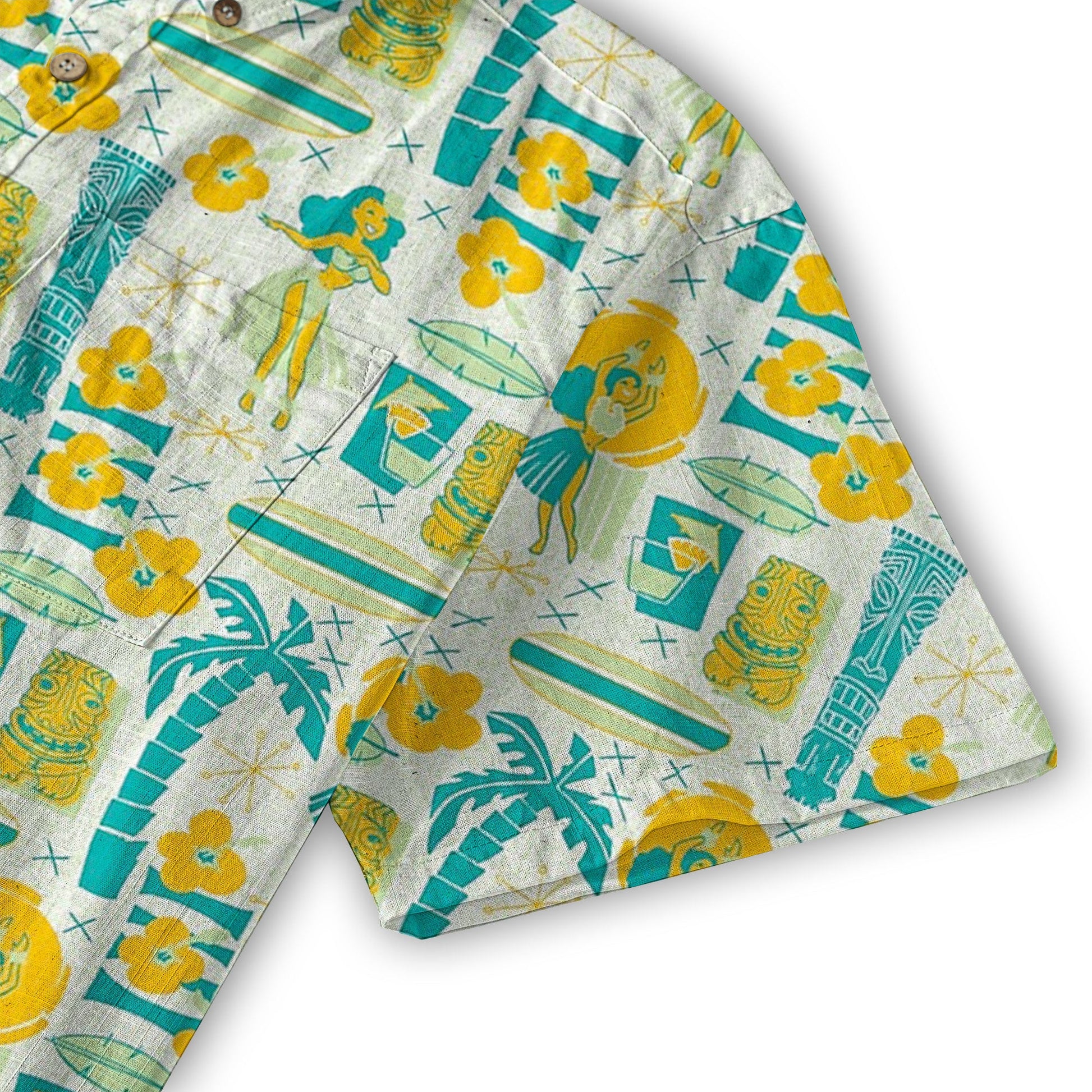 Surfing Tiki Mask Pattern Hawaii Shirt for Men, Tiki Mask Hawaiian Shirt