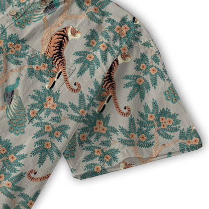 Tiger And Peacock Jungle Aloha Hawaiian Shirt