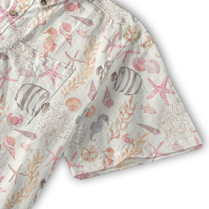 Sea Ocean Animals Women's Hawaiian Shirt, Ocean Animals Hawaiian Shirt