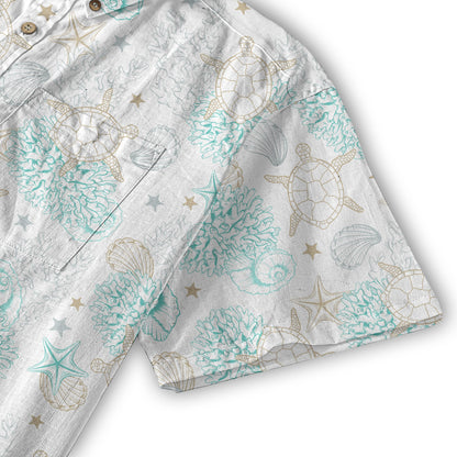 Sea Ocean Animals Women's Hawaiian Shirt, Ocean Animals Hawaiian Shirt