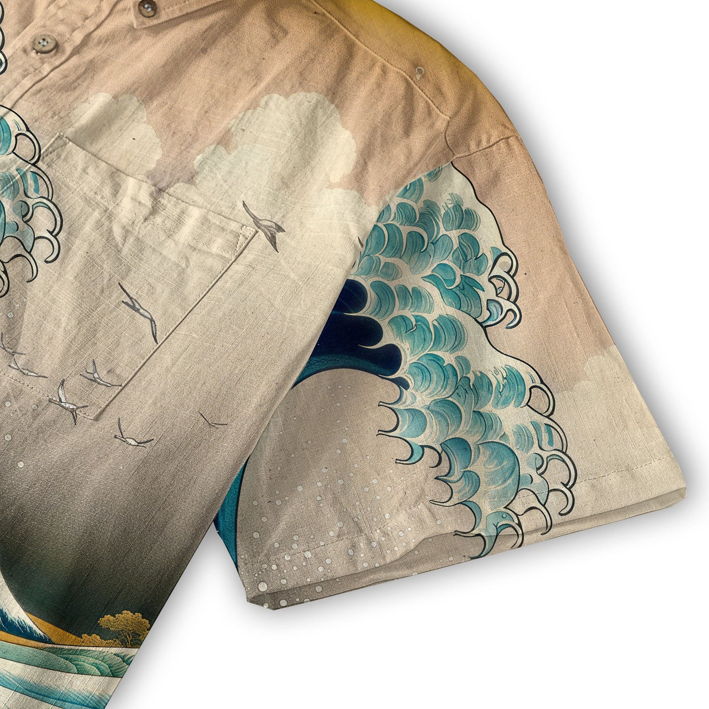 Crane Sakura Japanese Hawaiian Shirt Ocean Wave Koi Carp Fish Hawaiian