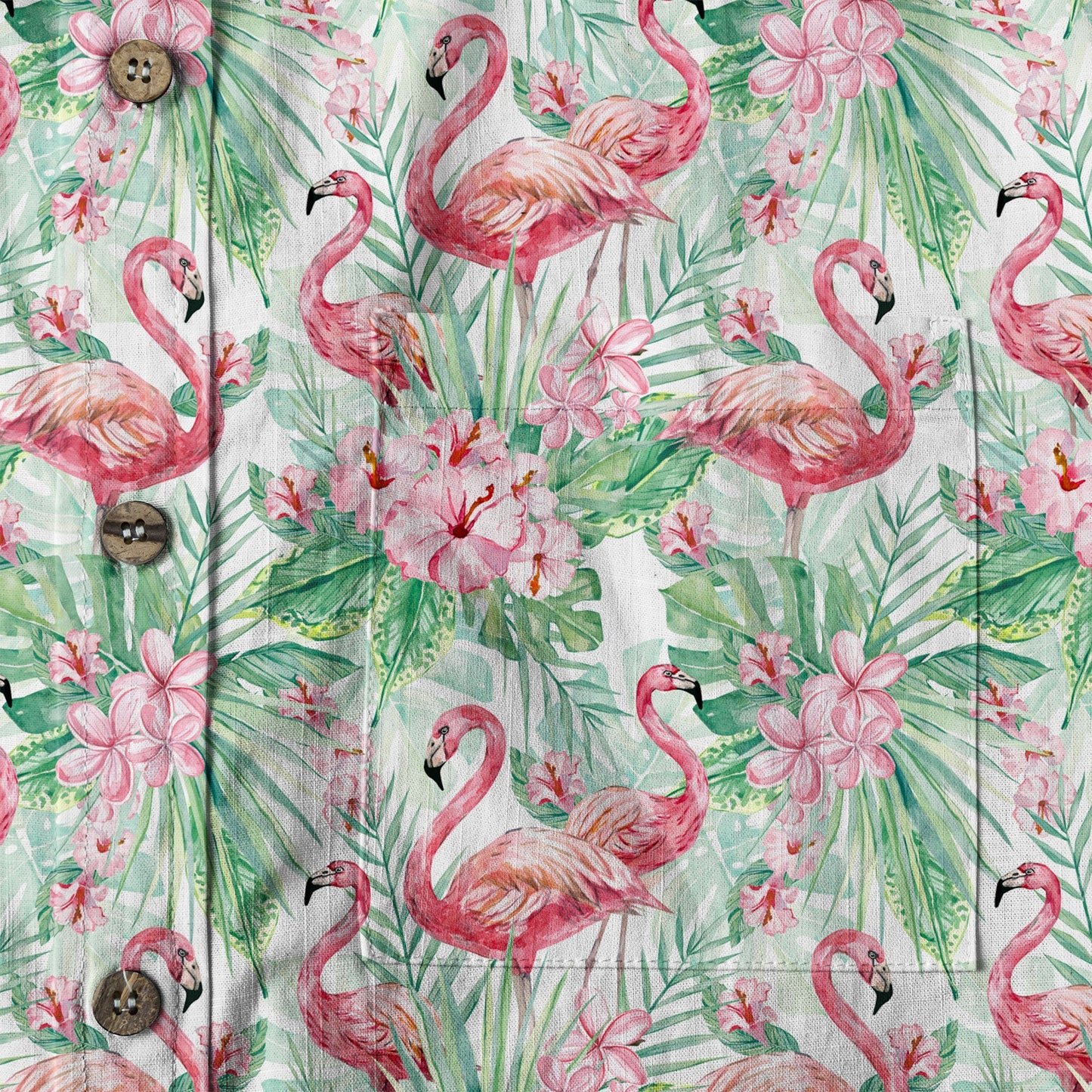 Floral Flamingo Hawaii Pattern Shirt, Hibiscus Hawaiian Shirt