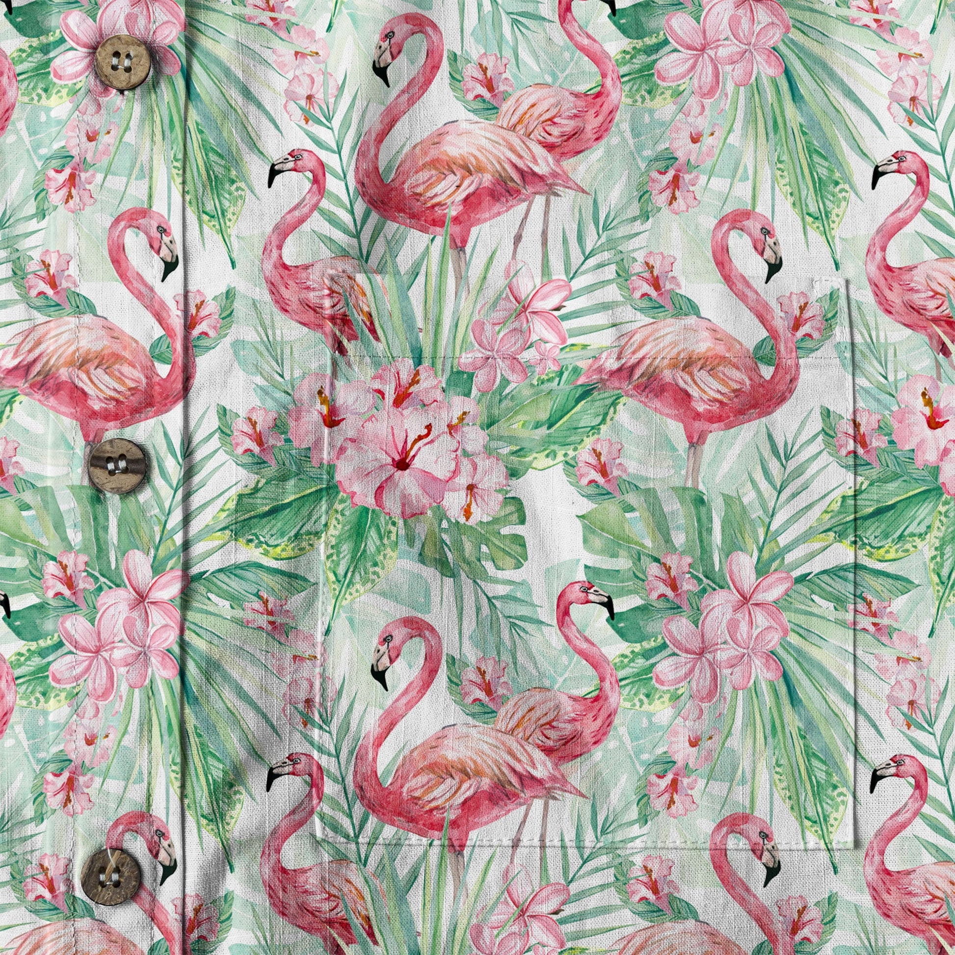 Floral Flamingo Hawaii Pattern Shirt, Hibiscus Hawaiian Shirt