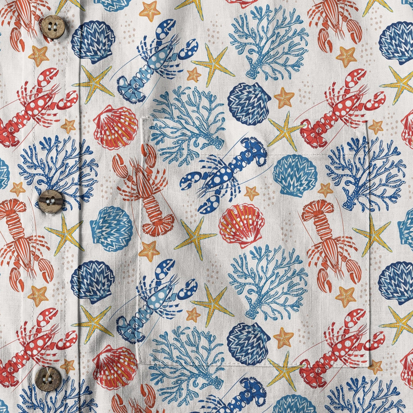 Ocean Animals Hawaiian Button Up Shirt, Optopus Summer Beach Shirt