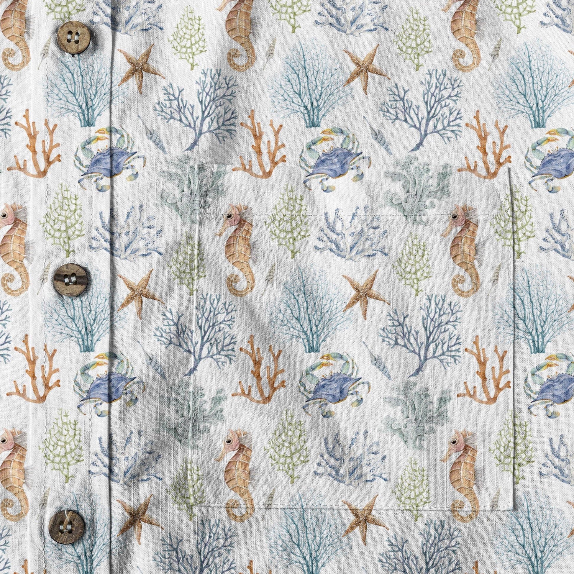 Ocean Animals Hawaiian Button Up Shirt, Optopus Summer Beach Shirt