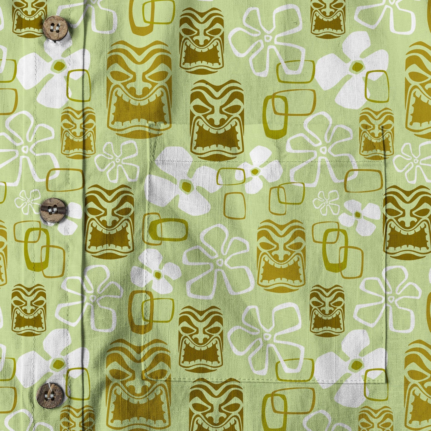 Exotic Tiki Pattern Hawaii Shirt for Men, Hibiscus Hawaii Shirt