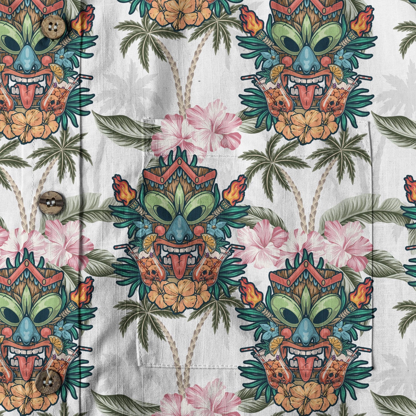 Tiki Mask Pattern Hawaii Shirt for Men, Aloha Pattern Shirt