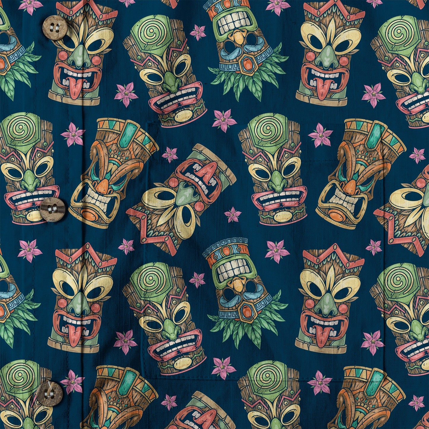 Tiki Mask Pattern Hawaii Shirt for Men, Aloha Hawaii Shirt