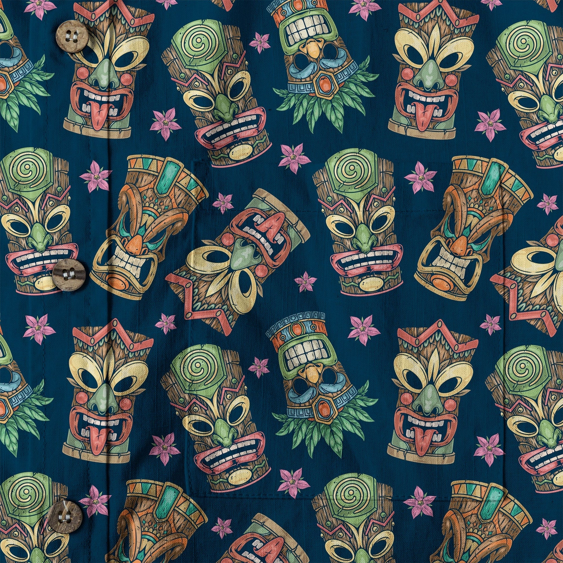 Tiki Mask Pattern Hawaii Shirt for Men, Aloha Hawaii Shirt