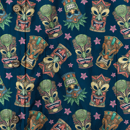 Tiki Mask Pattern Hawaii Shirt for Men, Aloha Hawaii Shirt