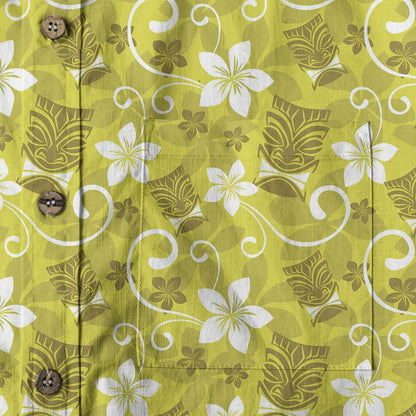 Tiki Mask Pattern Hawaii Shirt for Men, Aloha Floral Pattern Hawaii Shirt