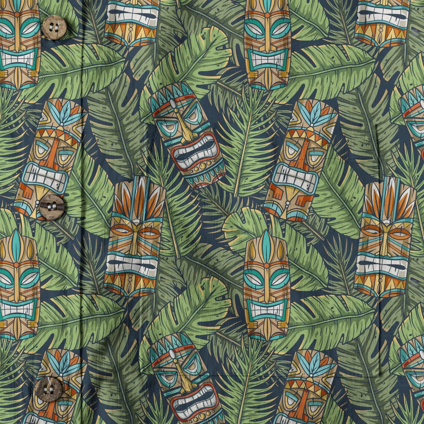 Surfing Tiki Mask Pattern Hawaii Shirt for Men, Aloha Flamingo Pattern Hawaii Shirt