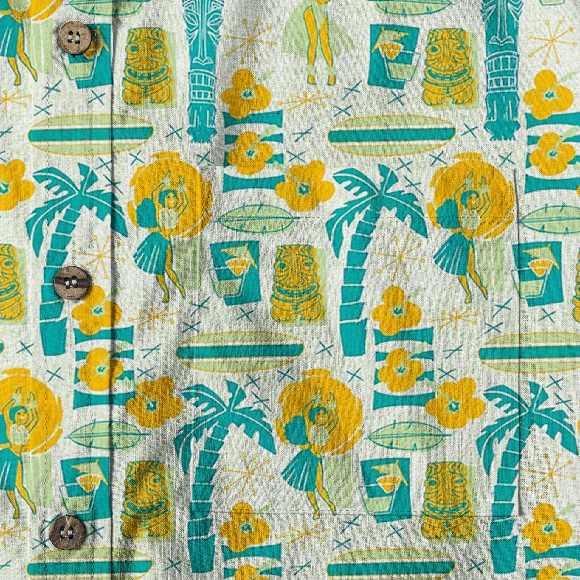 Surfing Tiki Mask Pattern Hawaii Shirt for Men, Tiki Mask Hawaiian Shirt