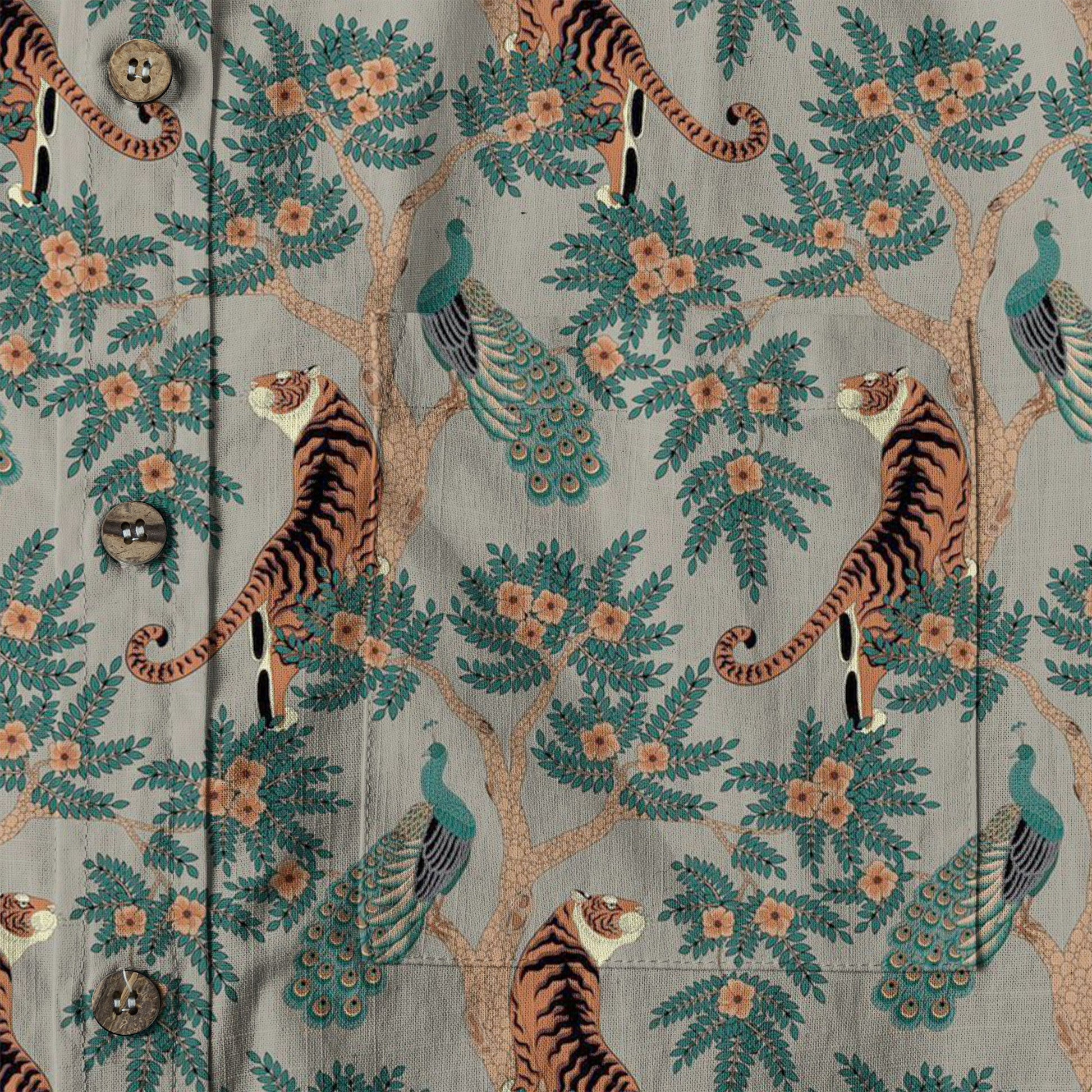Tiger And Peacock Jungle Aloha Hawaiian Shirt