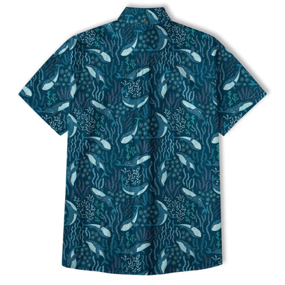 Humpback Whales Hawaii Shirt, Ocean Animals Button Up Shirt