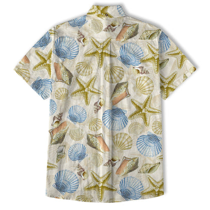 Ocean Animals Hawaiian Button Up Shirt, Summer Beach Shirt