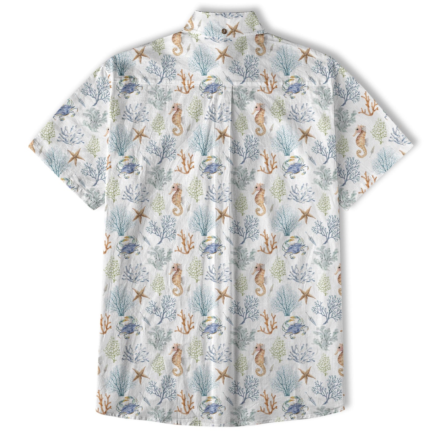 Ocean Animals Hawaiian Button Up Shirt, Optopus Summer Beach Shirt