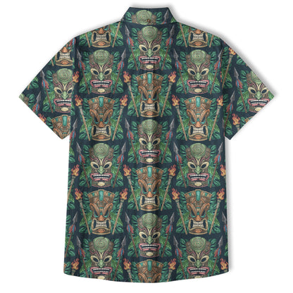 Exotic Tiki Mask Pattern Hawaii Shirt for Men