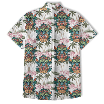 Tiki Mask Pattern Hawaii Shirt for Men, Aloha Pattern Shirt