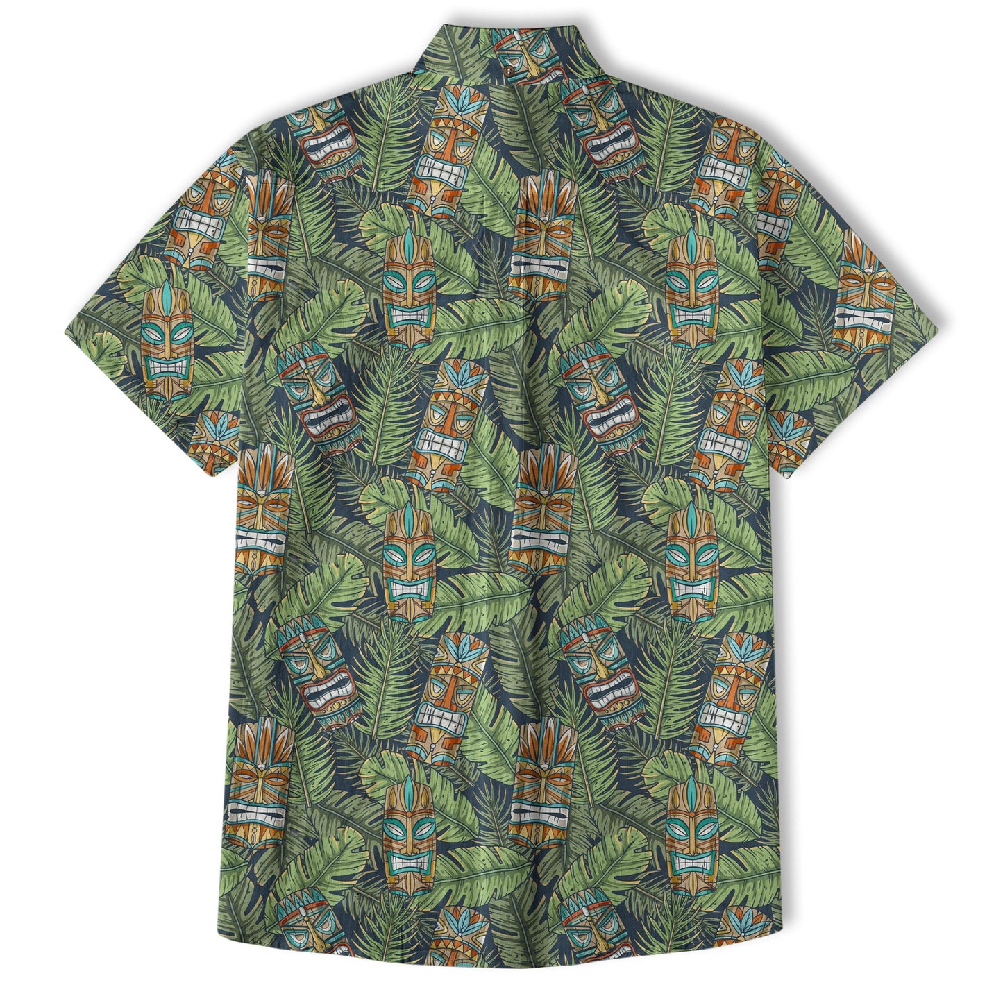 Surfing Tiki Mask Pattern Hawaii Shirt for Men, Aloha Flamingo Pattern Hawaii Shirt
