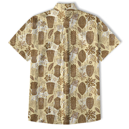 Surfing Tiki Mask Pattern Hawaii Shirt for Men, Tiki Mask Hawaiian Shirt